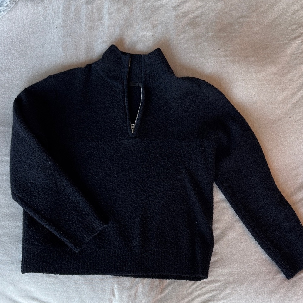 Navy boucle Half-Zip Sweater